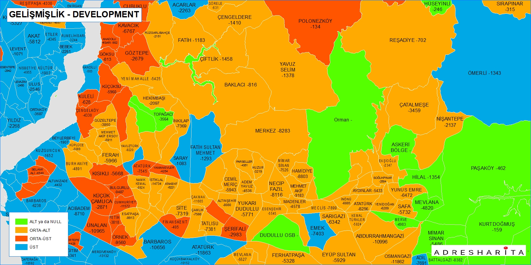 Gelişmişlik / Development tematik haritası